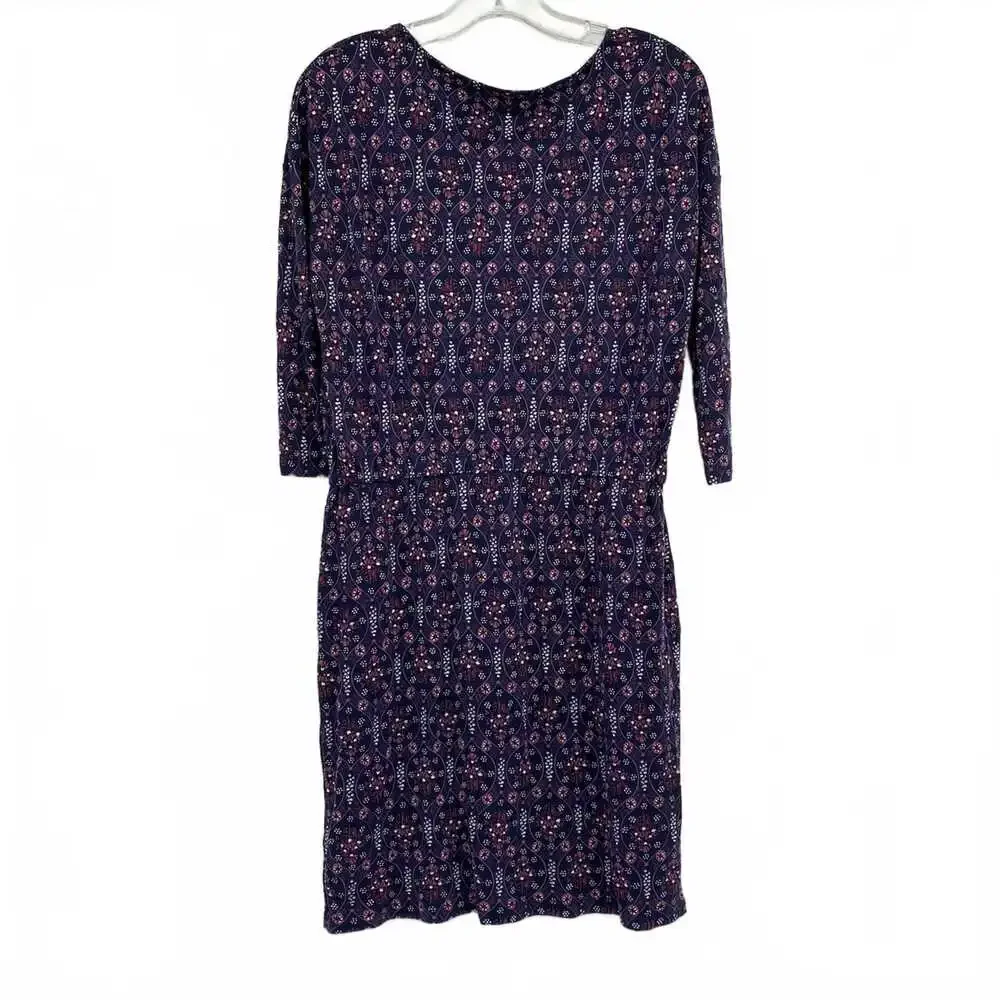 Boden Purple Navy Patterned 3/4 Sleeve Mini Dress | Women’s Size 10